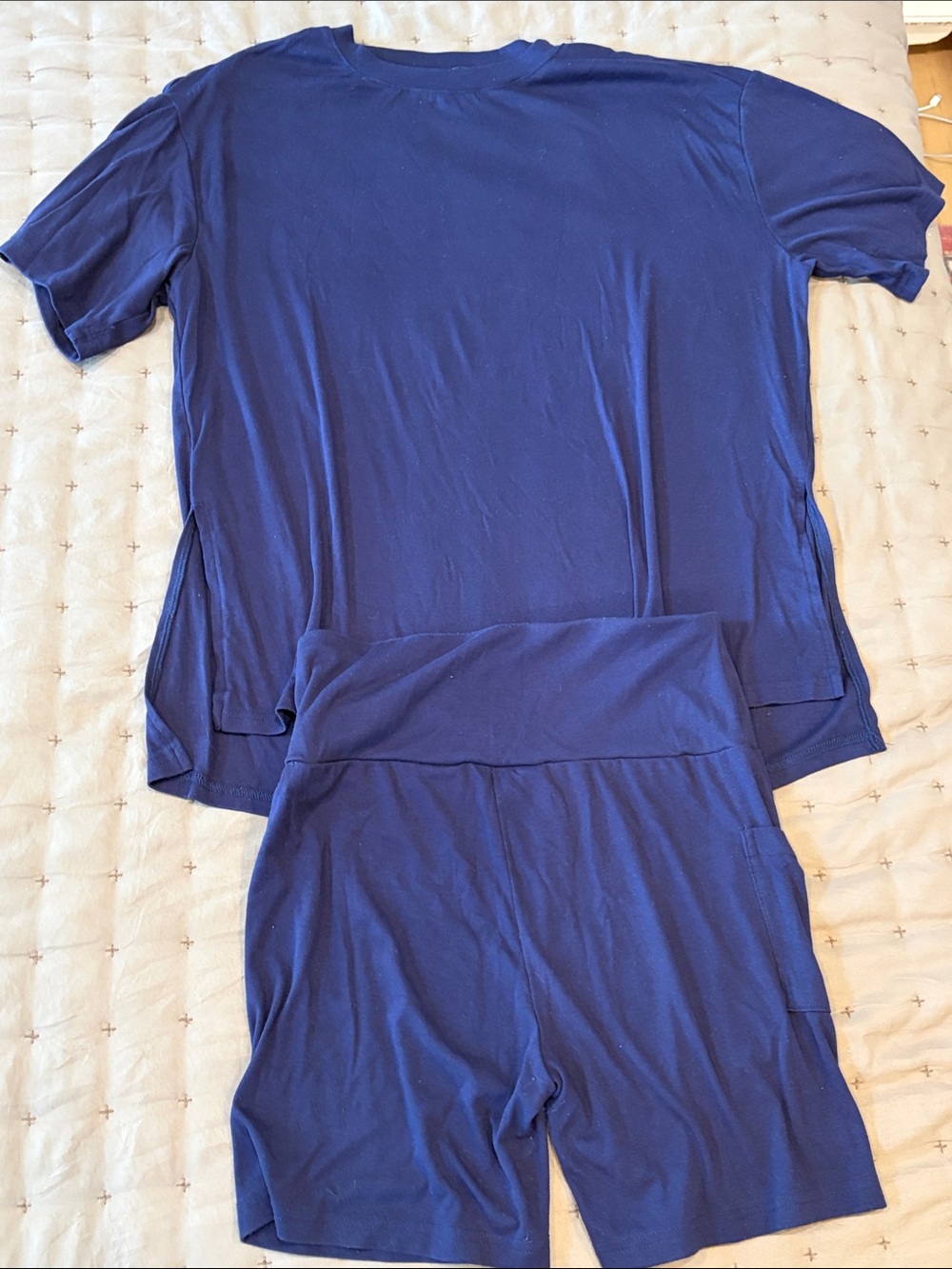 Amazon Women’s Navy Blue Short Sleeve Pajama Top & Shorts Set